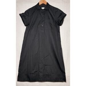 J.Crew Dress Womens XS Black Short Sleeve Cotton Poplin Shirt Dress